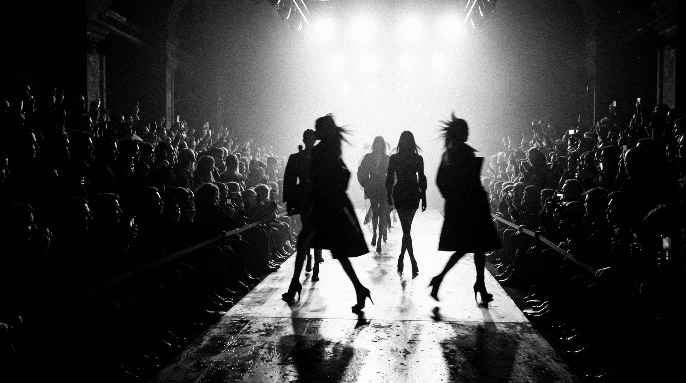 Low angle view of a lit performance runway